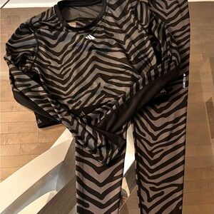 2 PC SET! Adidas Training Hyperglam Zebra Print Yoga Outfit